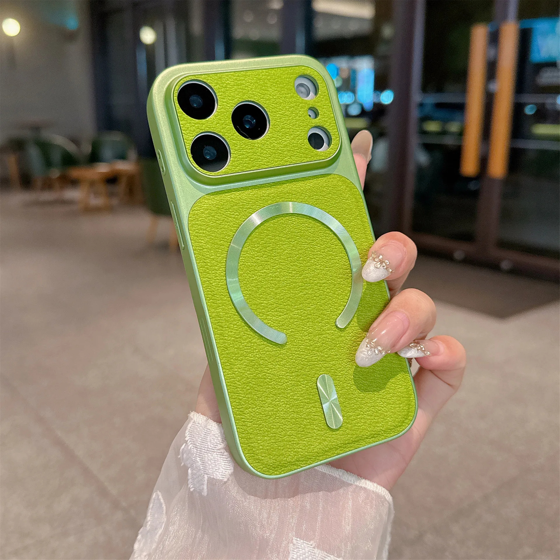 Solid Color Lychee Grain Magnetic Leather Phone Case, Anti?Scratch Shockproof Protective Cover for iPhone 18 Pro Max 17 16 15 14